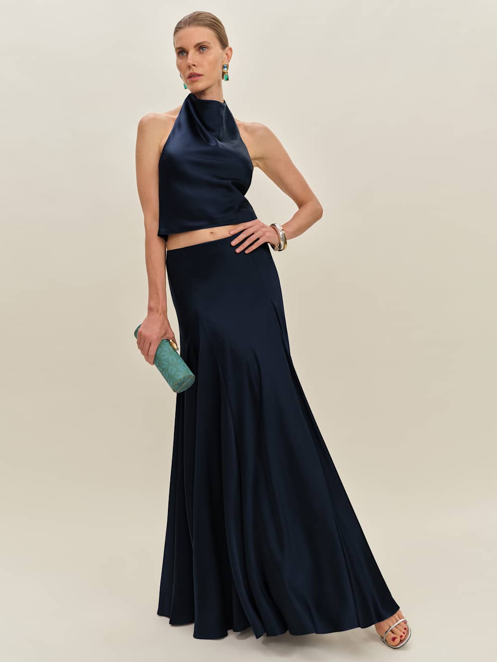 Sera Silk Two Piece - Navy