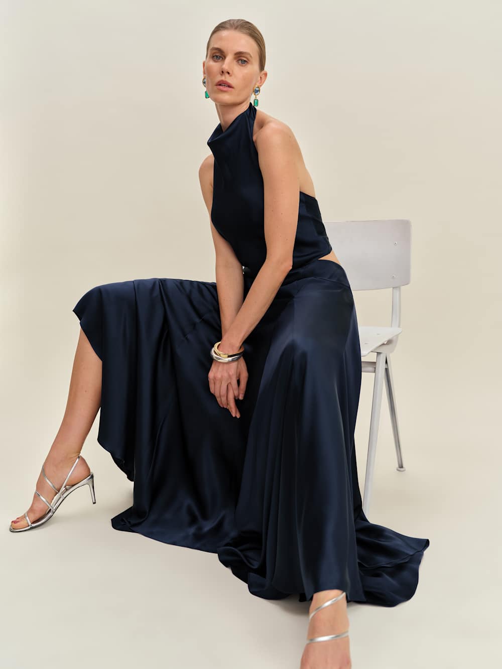 Sera Silk Two Piece - Navy