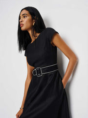 Felipe Belted Linen Dress - Black
