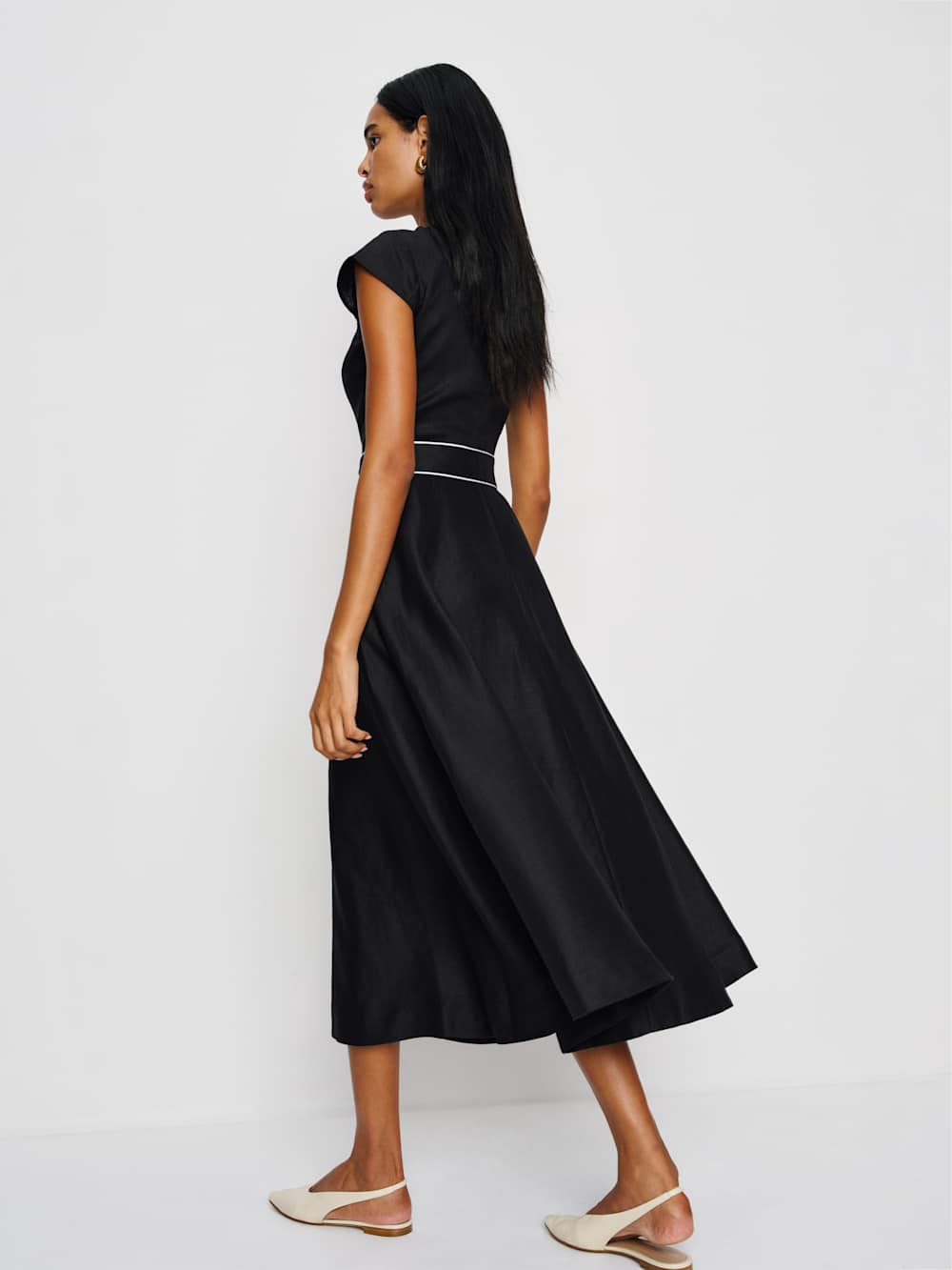 Felipe Belted Linen Dress - Black