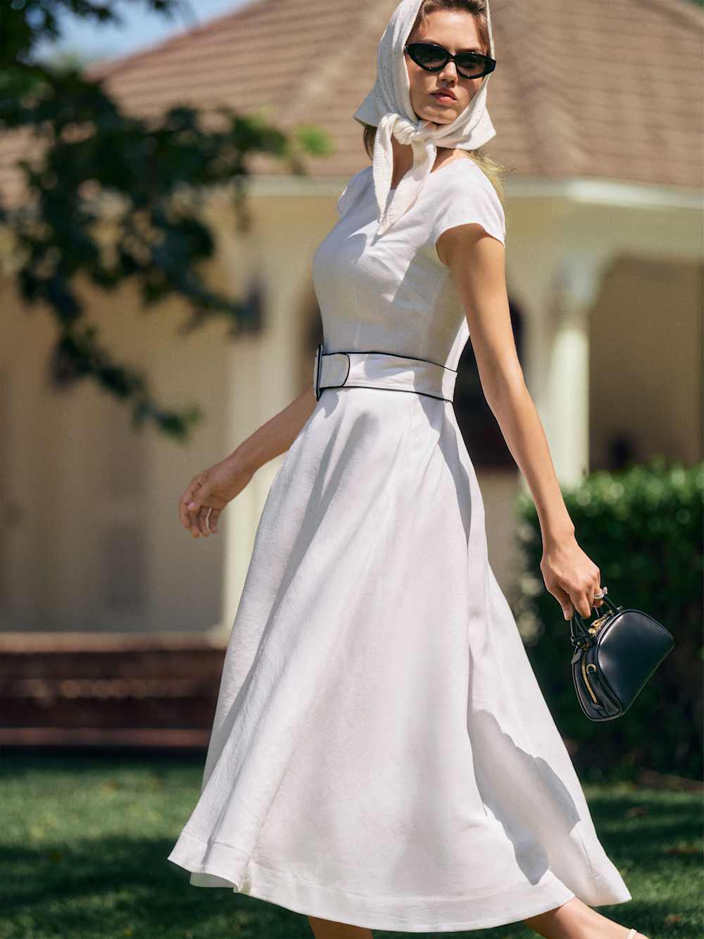 Felipe Belted Linen Dress - White