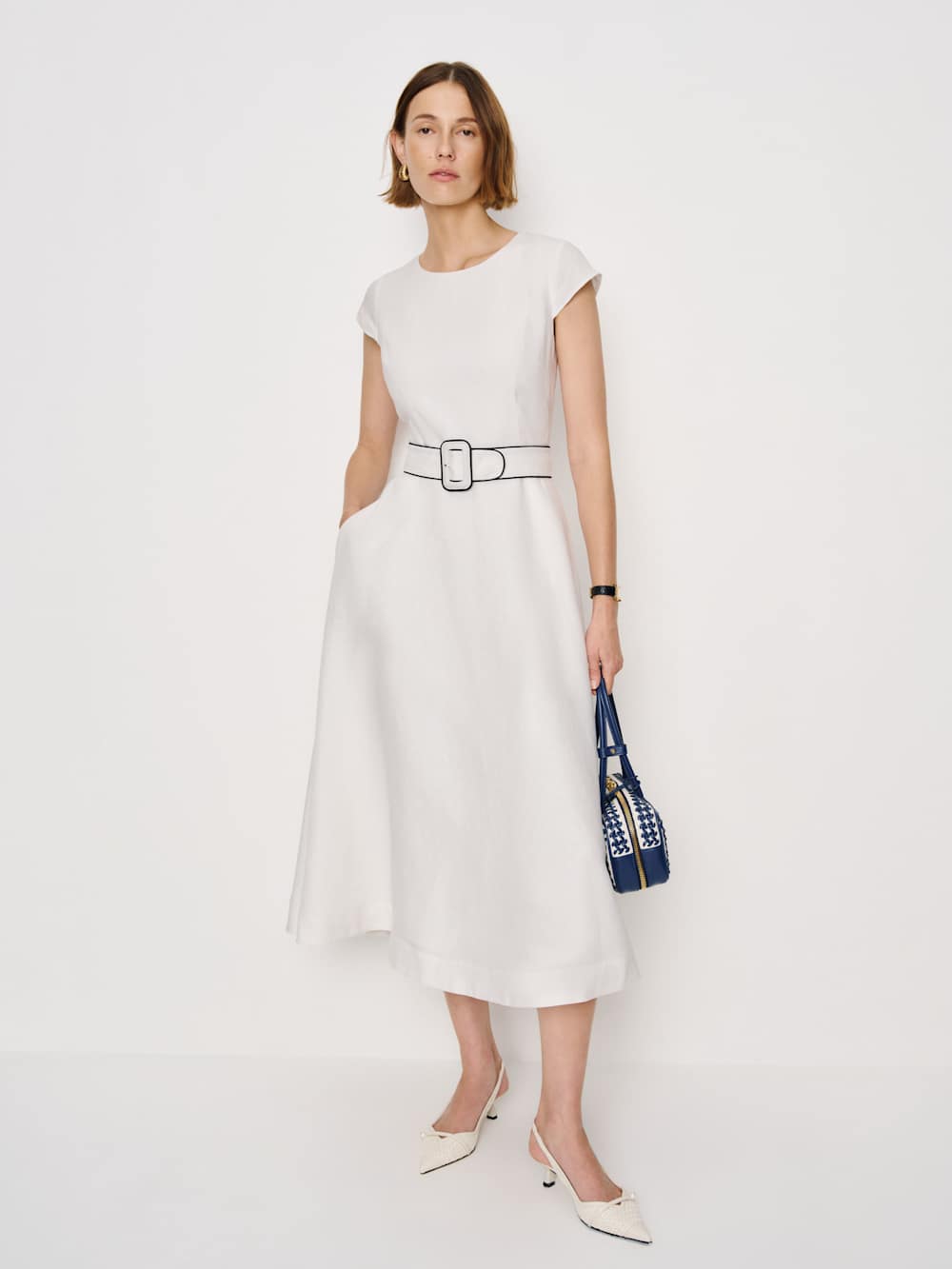 Felipe Belted Linen Dress - White