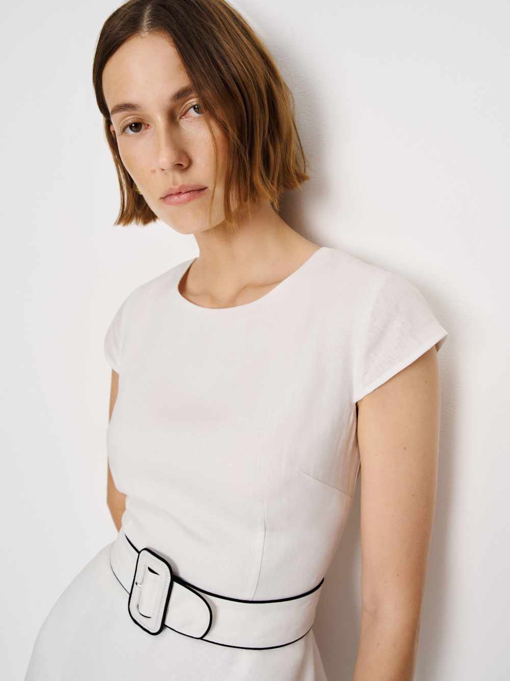 Felipe Belted Linen Dress - White