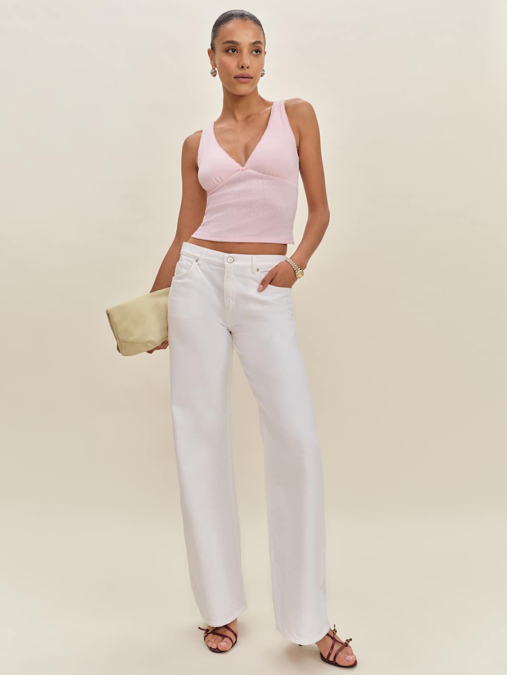 Rue Pointelle Knit Top - Cherry Blossom