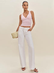 Rue Pointelle Knit Top - Cherry Blossom
