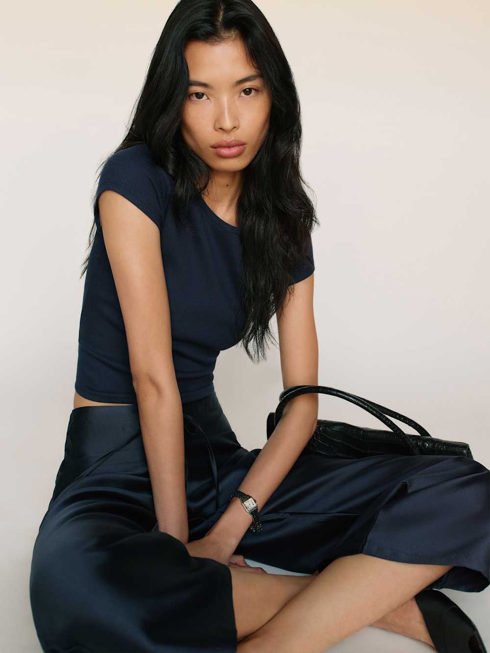 Olina Cropped Pant - Navy
