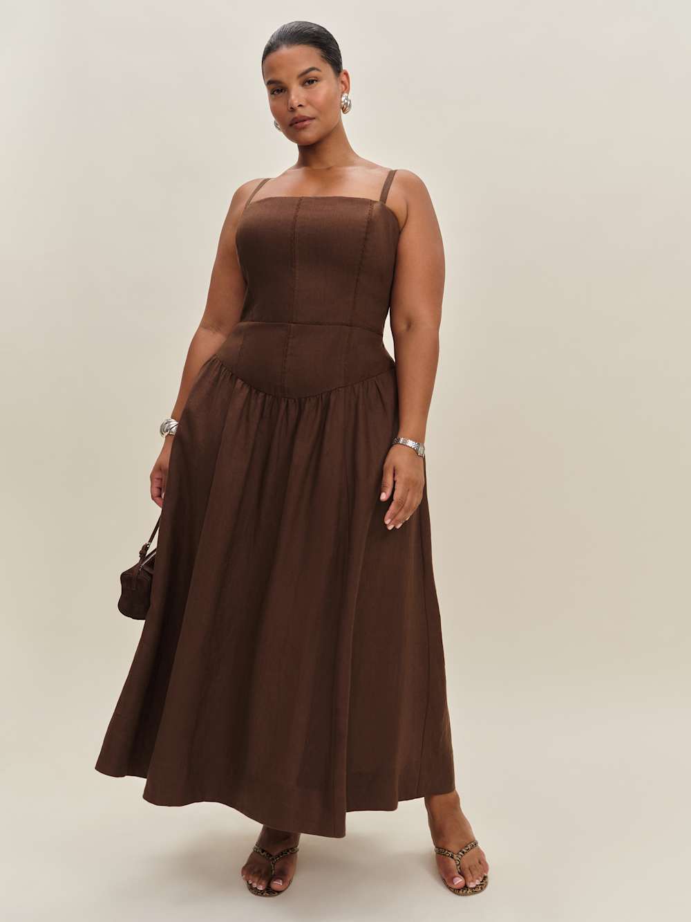 Katarin Linen Dress Es - Cafe