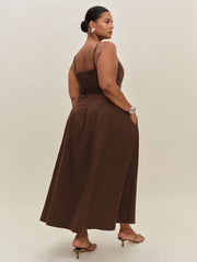 Katarin Linen Dress Es - Cafe