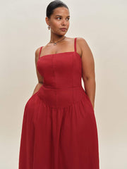 Katarin Linen Dress Es - Lipstick