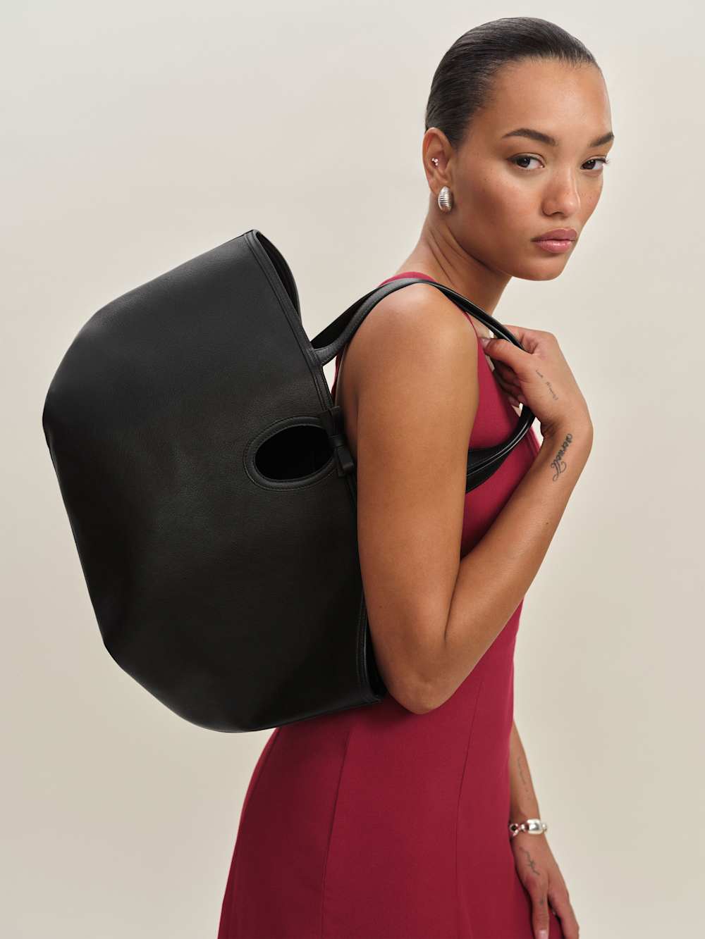 Regina Tote Bag - Black Leather
