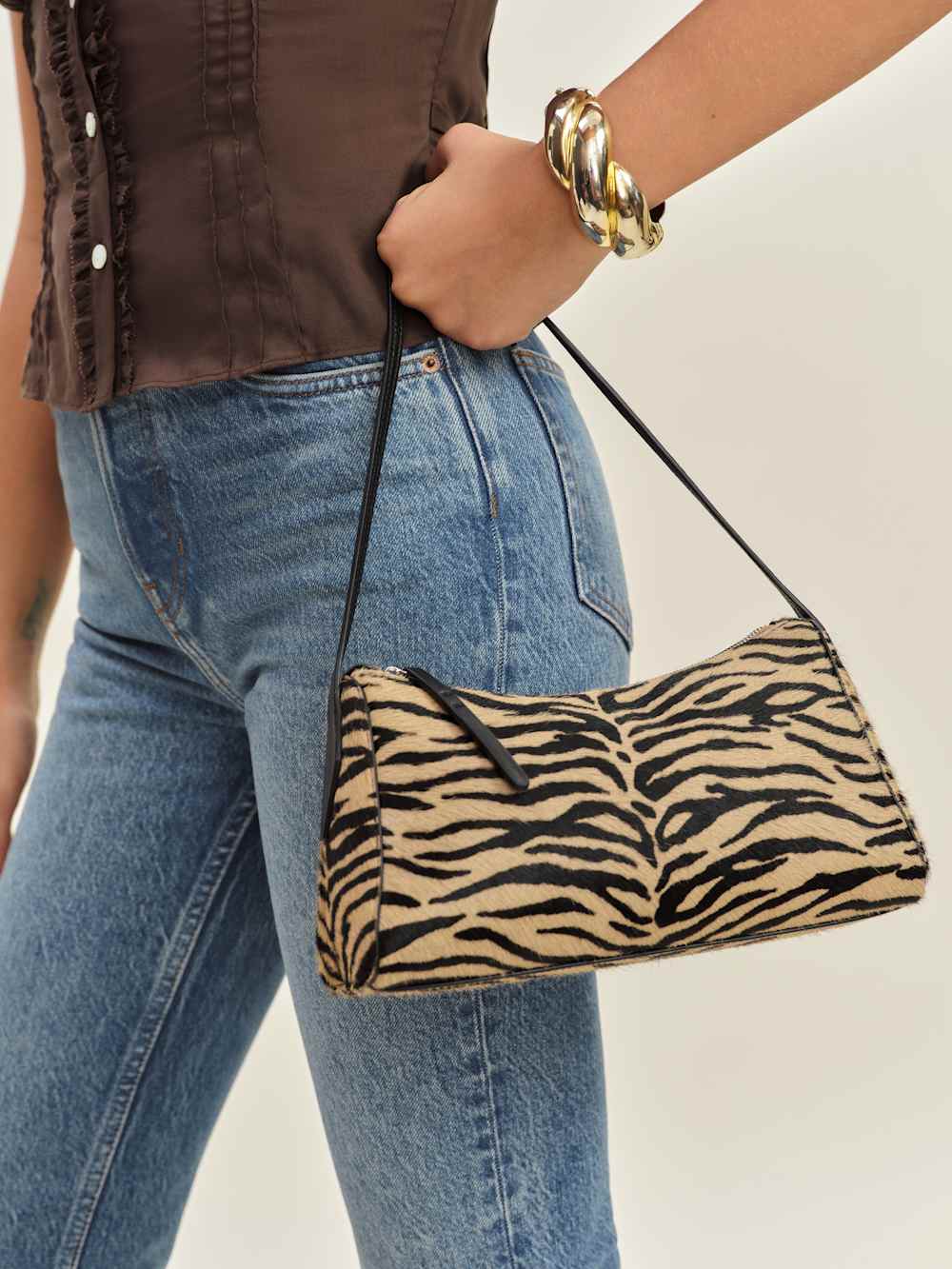 Hannah Shoulder Bag - Warm Tiger Haircalf