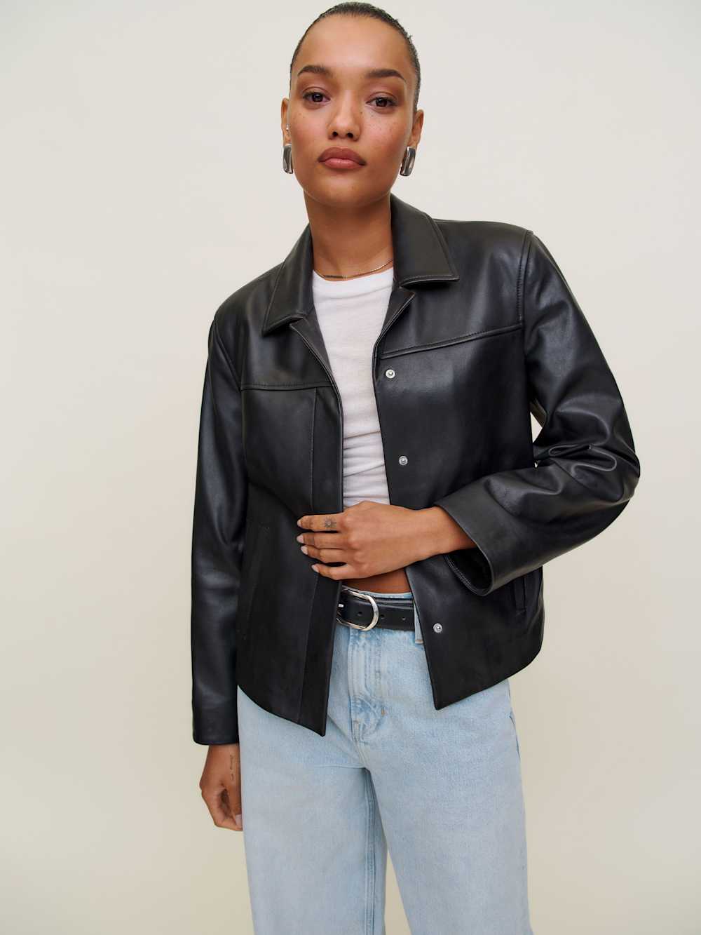 Veda Louisa Leather Jacket - Black