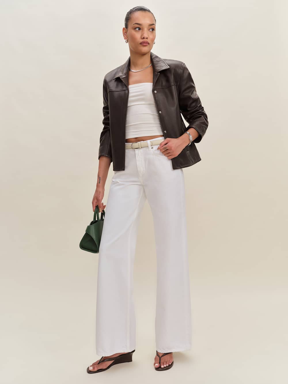 Veda Louisa Leather Jacket - Mole