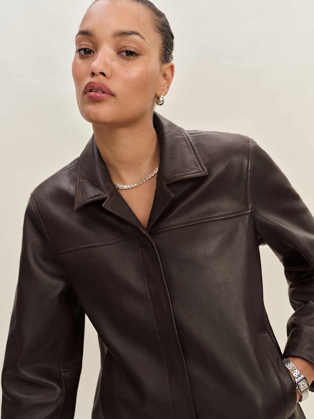 Veda Louisa Leather Jacket - Mole