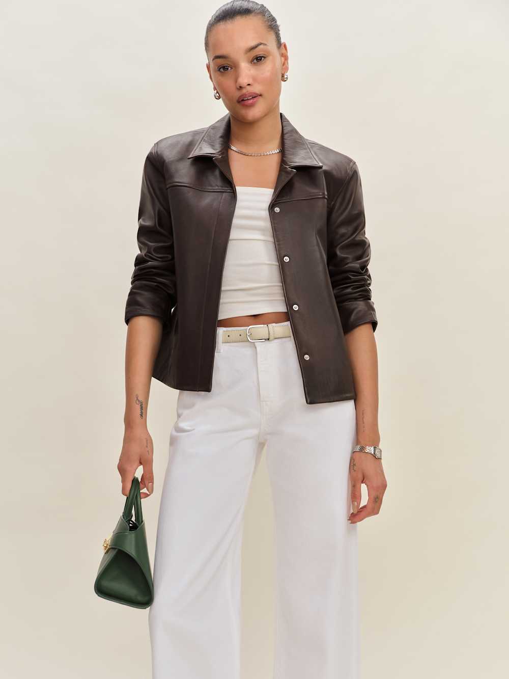 Veda Louisa Leather Jacket - Mole