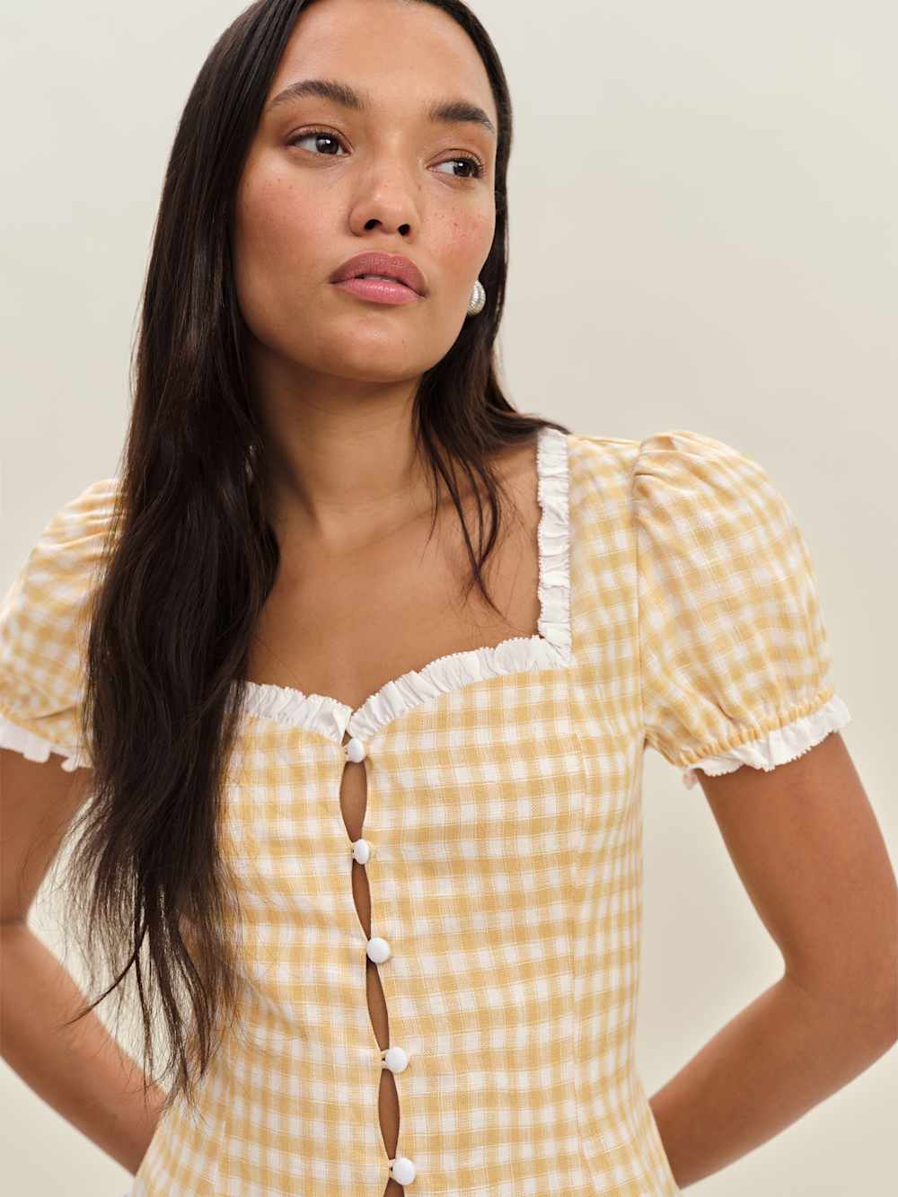 Rosemary Linen Top - Sunshine Check