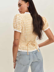 Rosemary Linen Top - Sunshine Check