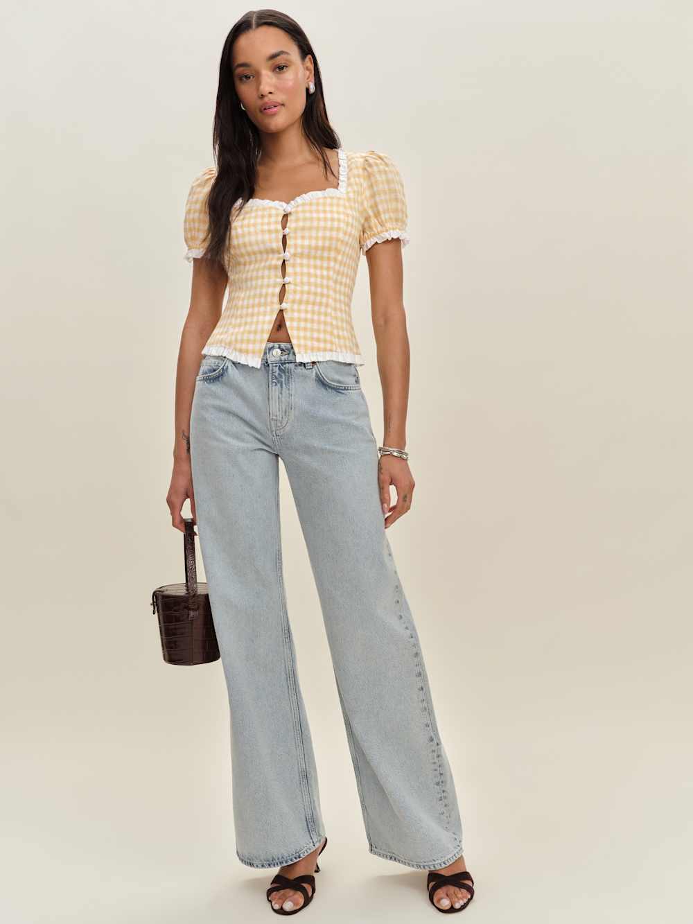 Rosemary Linen Top - Sunshine Check