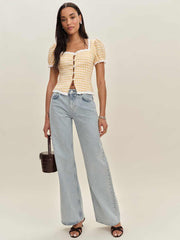 Rosemary Linen Top - Sunshine Check