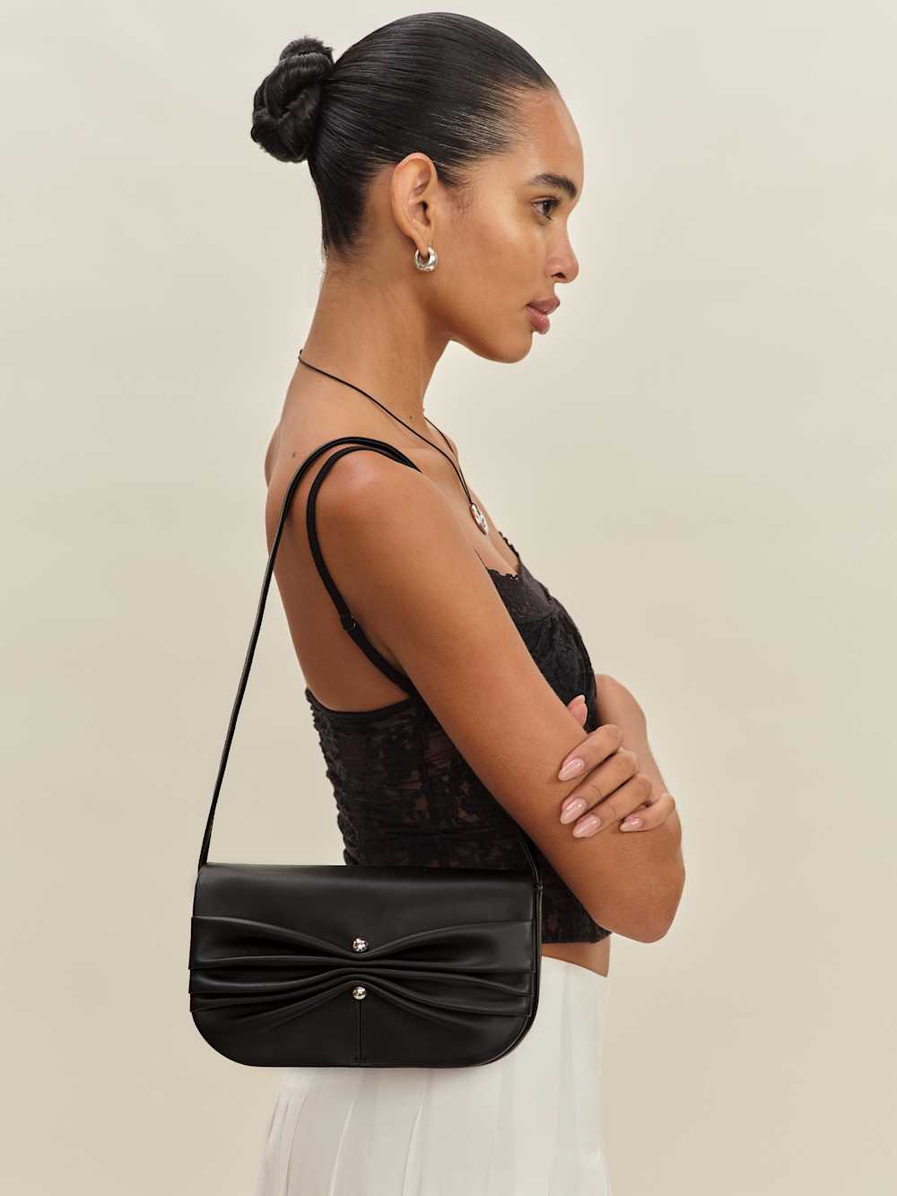 Maria Shoulder Bag - Black Leather