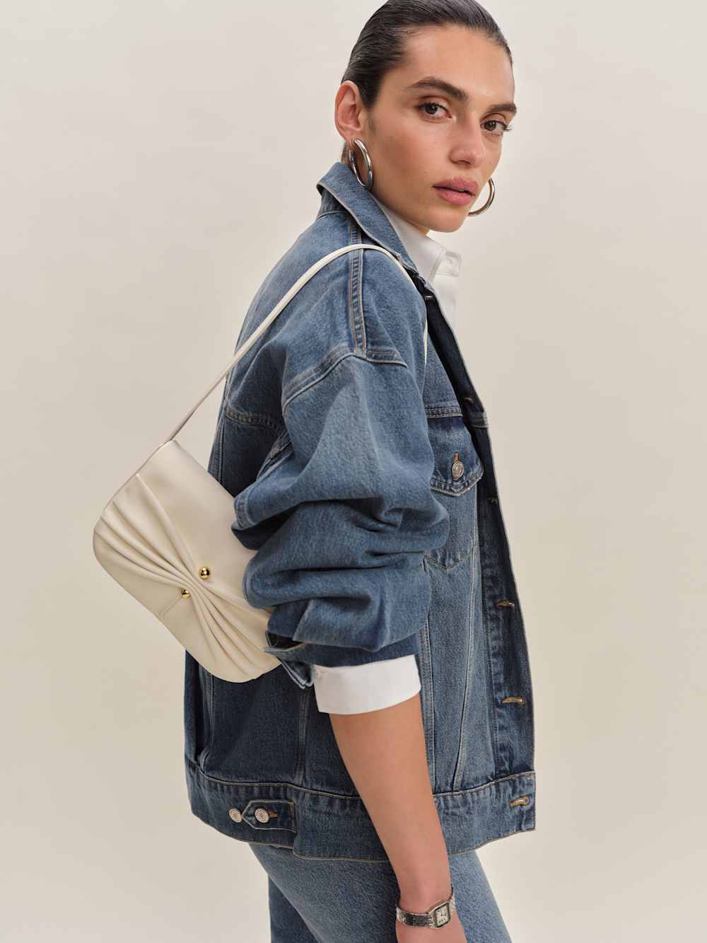 Maria Shoulder Bag - Cream Leather