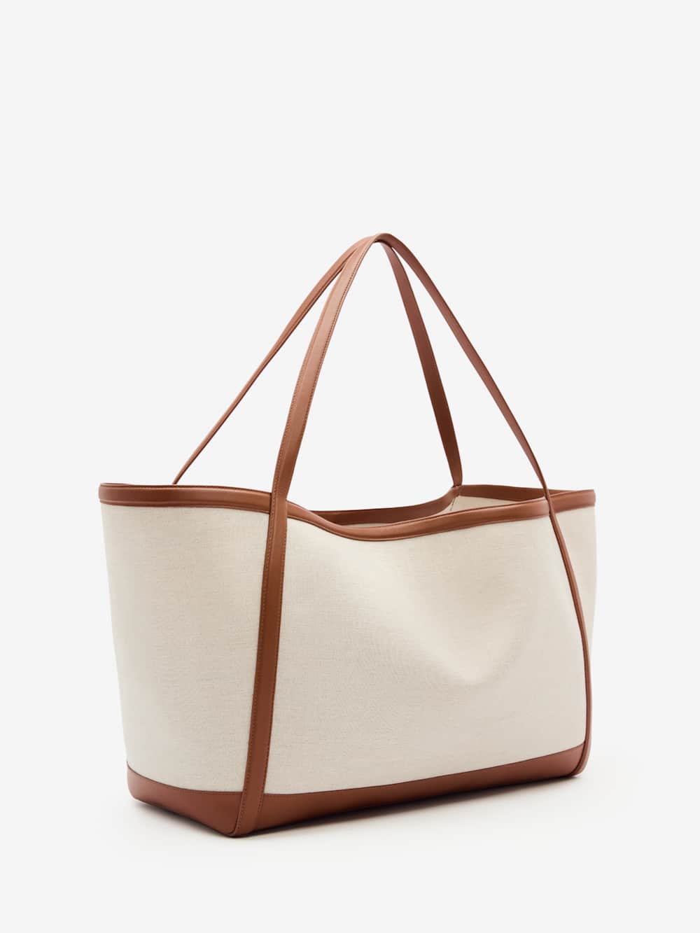 Evangeline Tote Bag - Canvas Tan Leather