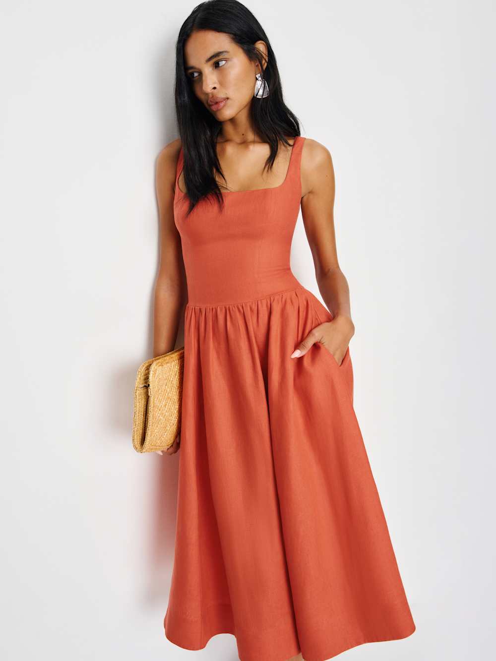 Janu Linen Dress - Red Coral
