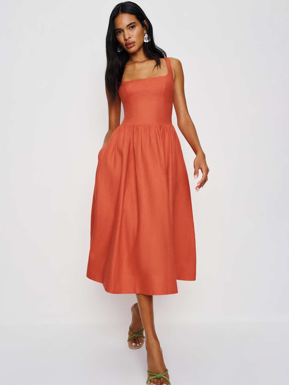 Janu Linen Dress - Red Coral