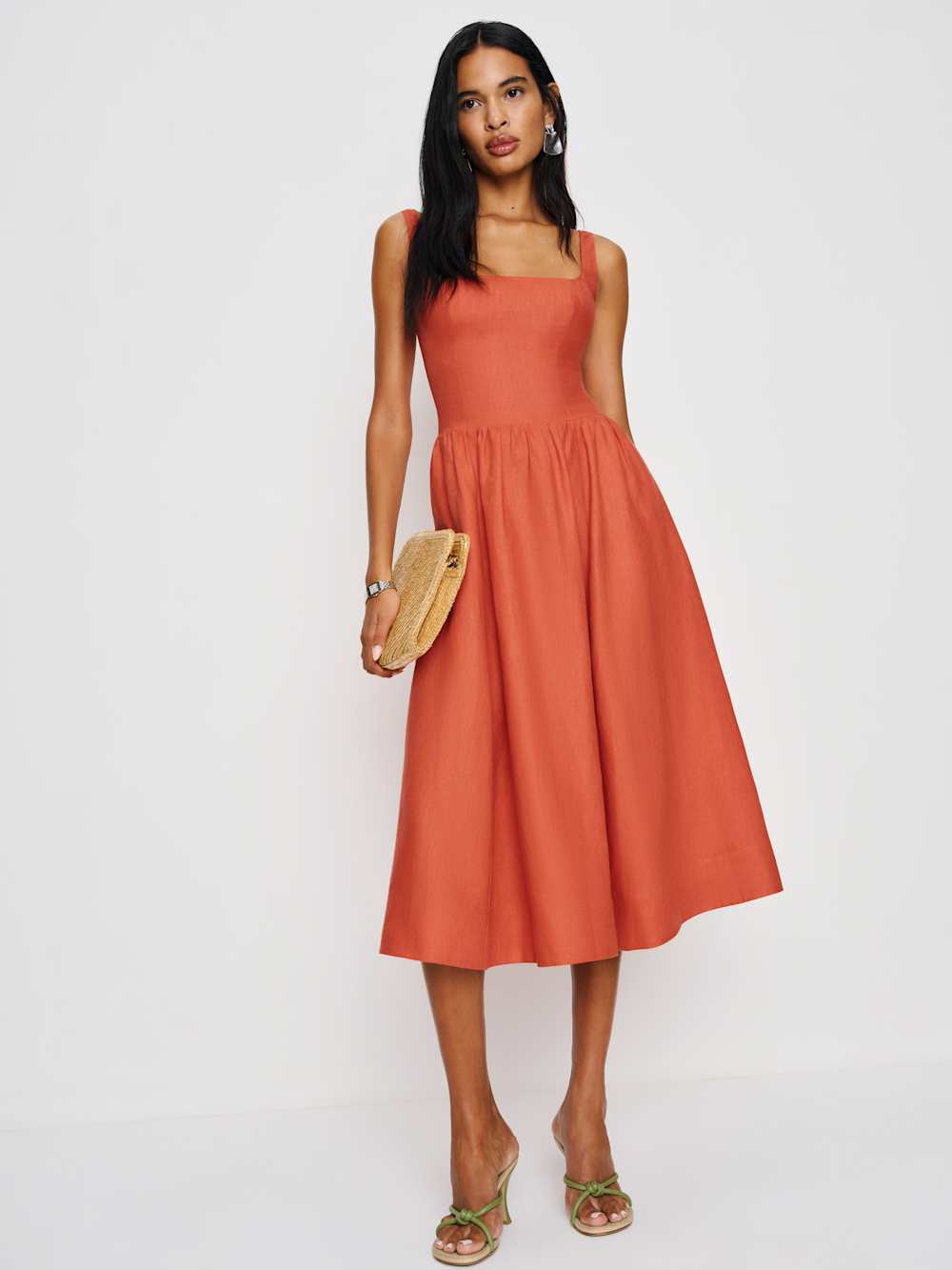 Janu Linen Dress - Red Coral