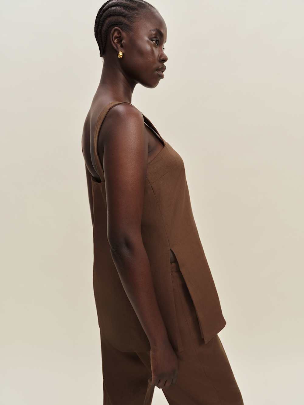 Kristen Linen Two Piece - Chocolate Cake