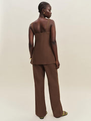 Kristen Linen Two Piece - Chocolate Cake