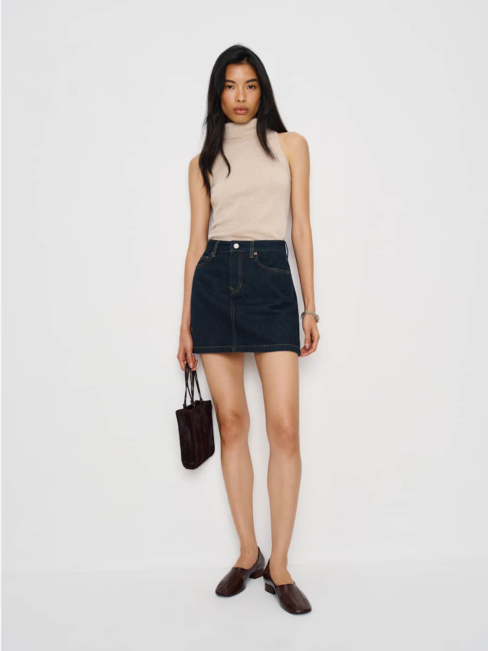 Rue High Rise Denim Mini Skirt - Ondine