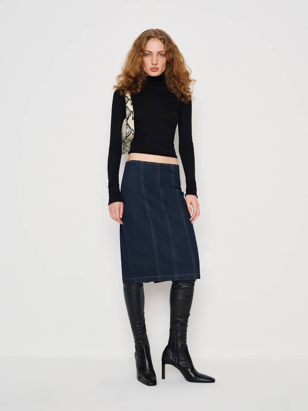 Soren Super Stretch Denim Midi Skirt - Lamond