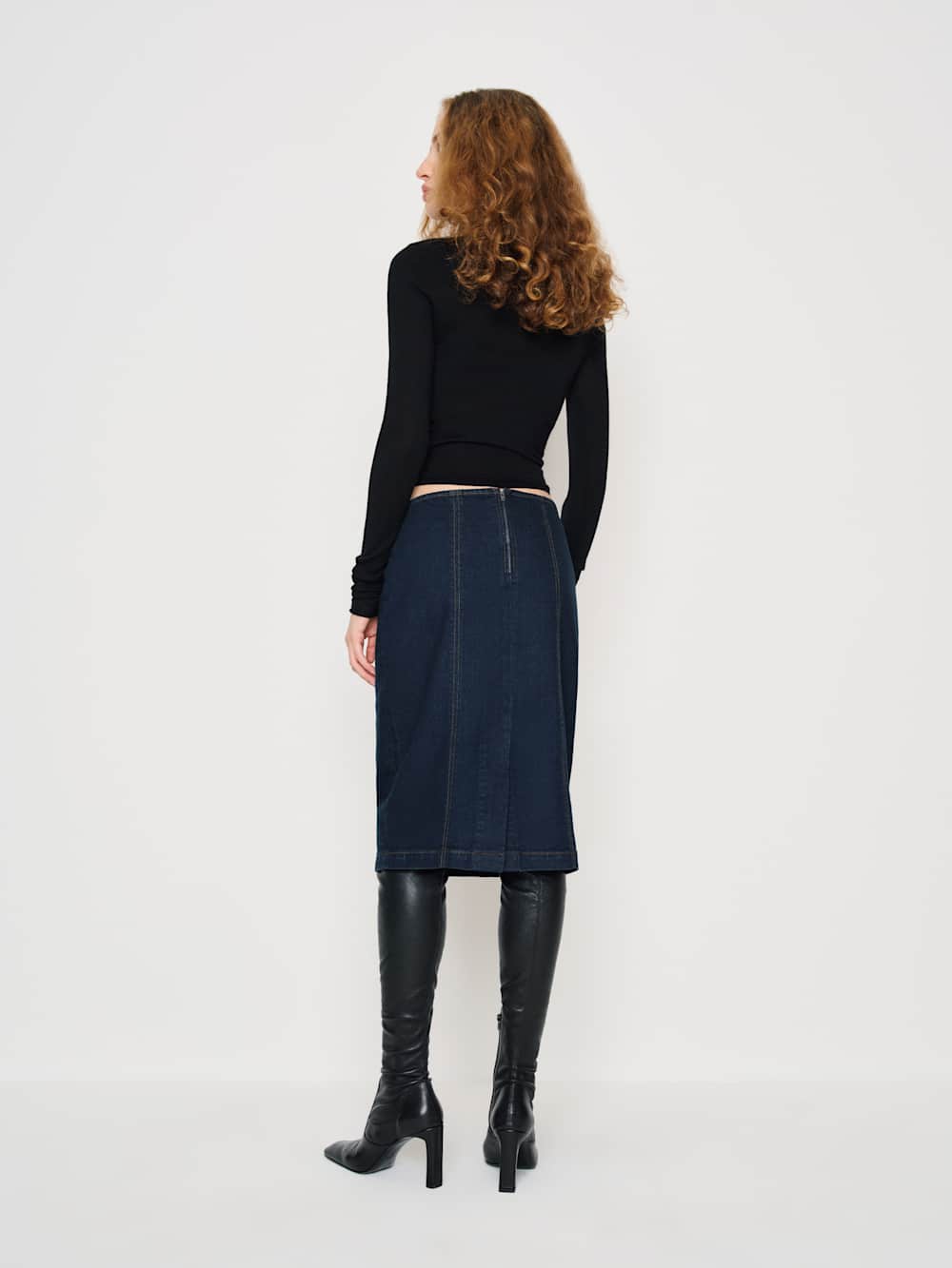 Soren Super Stretch Denim Midi Skirt - Lamond