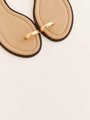 Cindy Flat Sandal - Buff Leather