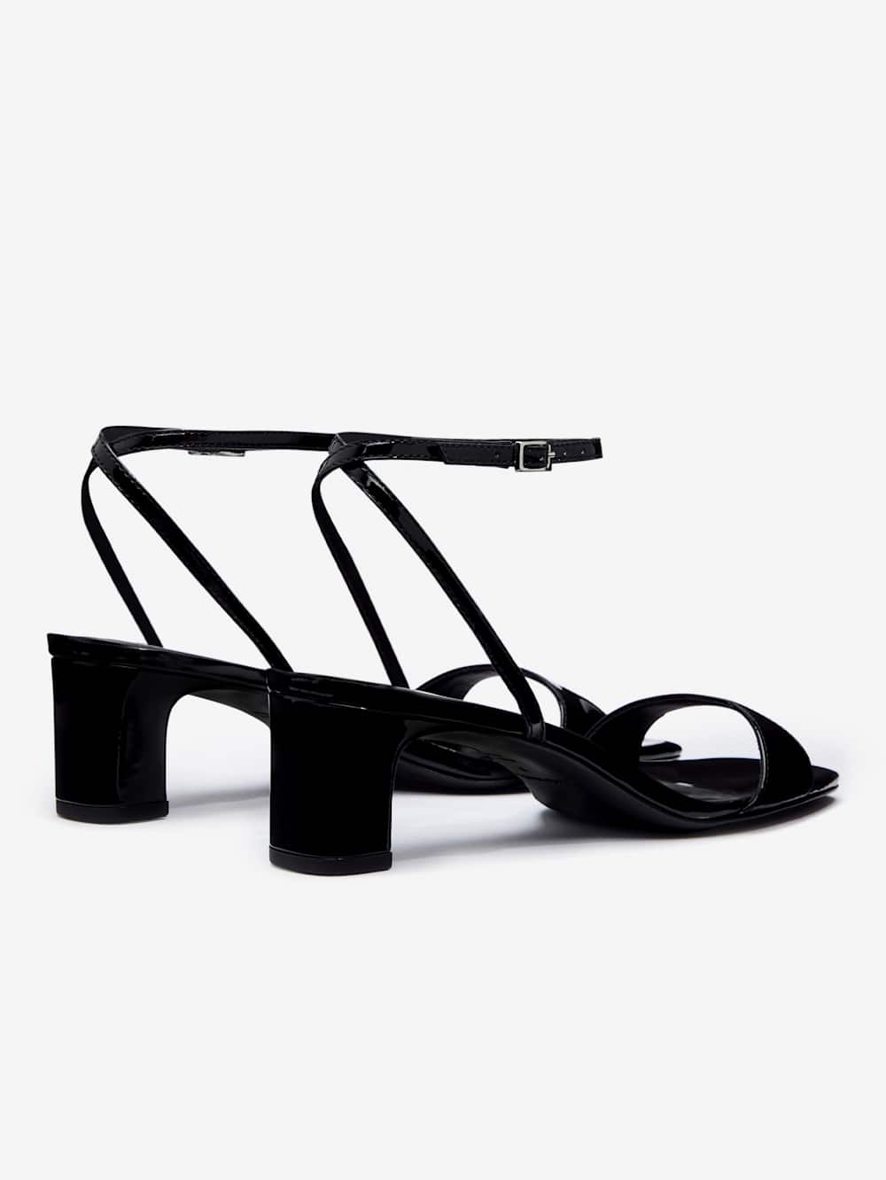 Sage Heeled Sandal - Black Patent