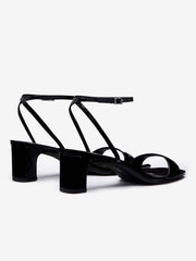 Sage Heeled Sandal - Black Patent
