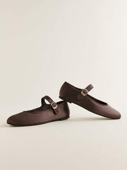 Tilly Ballet Flat - Chocolate Satin