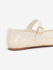 Tilly Ballet Flat - Ivory Crochet