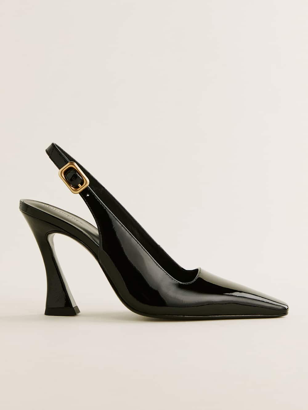 Nour Heeled Slingback - Black Patent