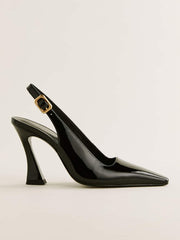 Nour Heeled Slingback - Black Patent
