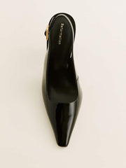 Nour Heeled Slingback - Black Patent