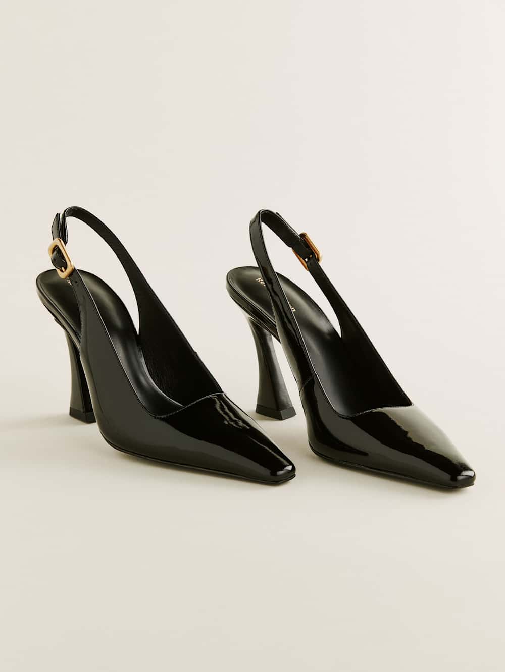 Nour Heeled Slingback - Black Patent
