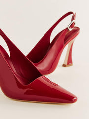 Nour Heeled Slingback - Scarlet Patent