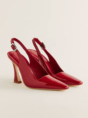 Nour Heeled Slingback - Scarlet Patent