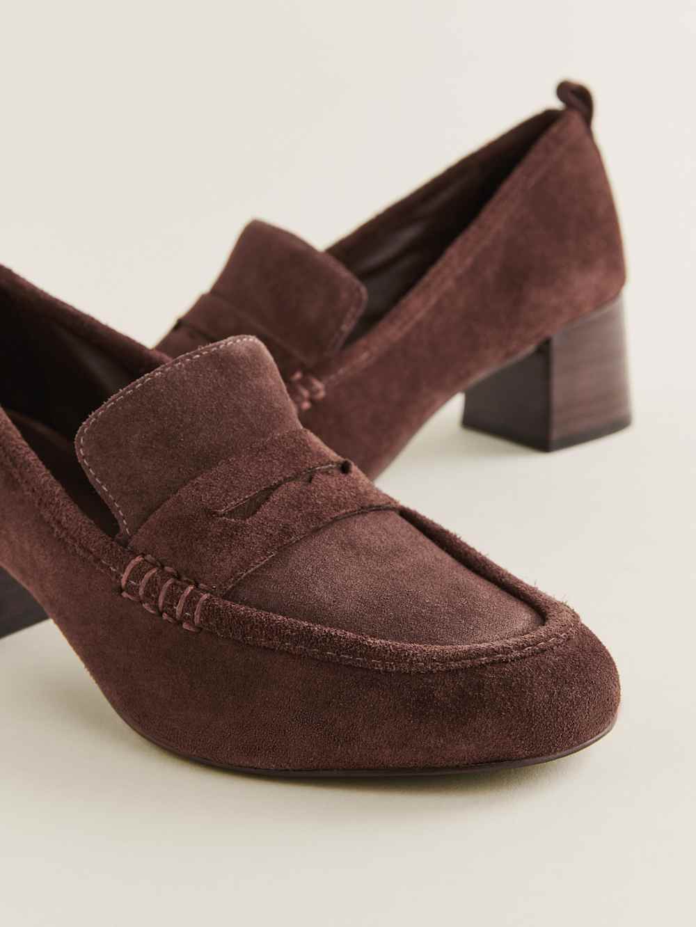 Franca Heeled Loafer - Espresso Suede