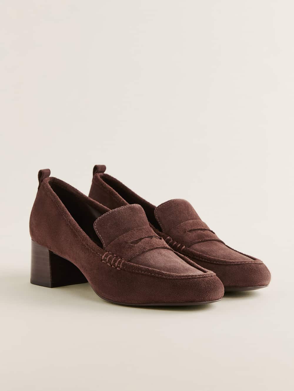 Franca Heeled Loafer - Espresso Suede