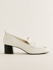 Franca Heeled Loafer - White Leather