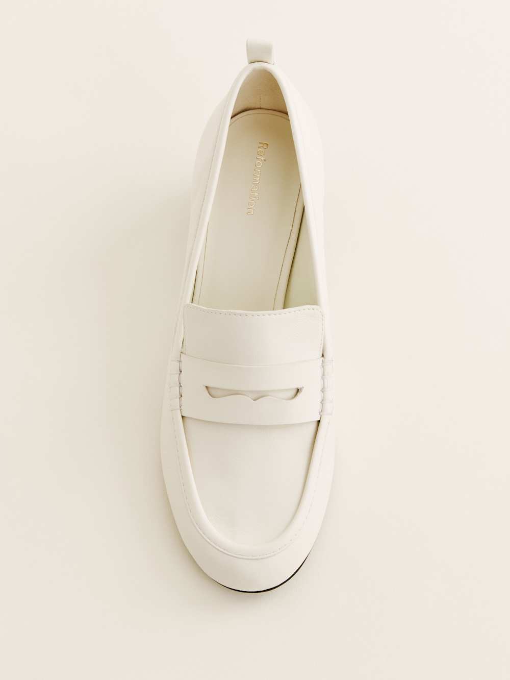 Franca Heeled Loafer - White Leather