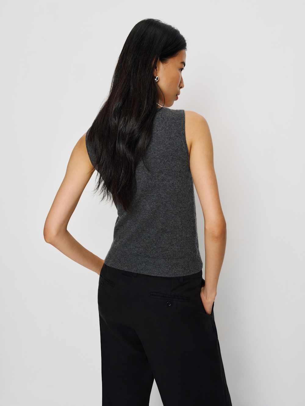 Monaco Cashmere Reversible Tank - Charcoal